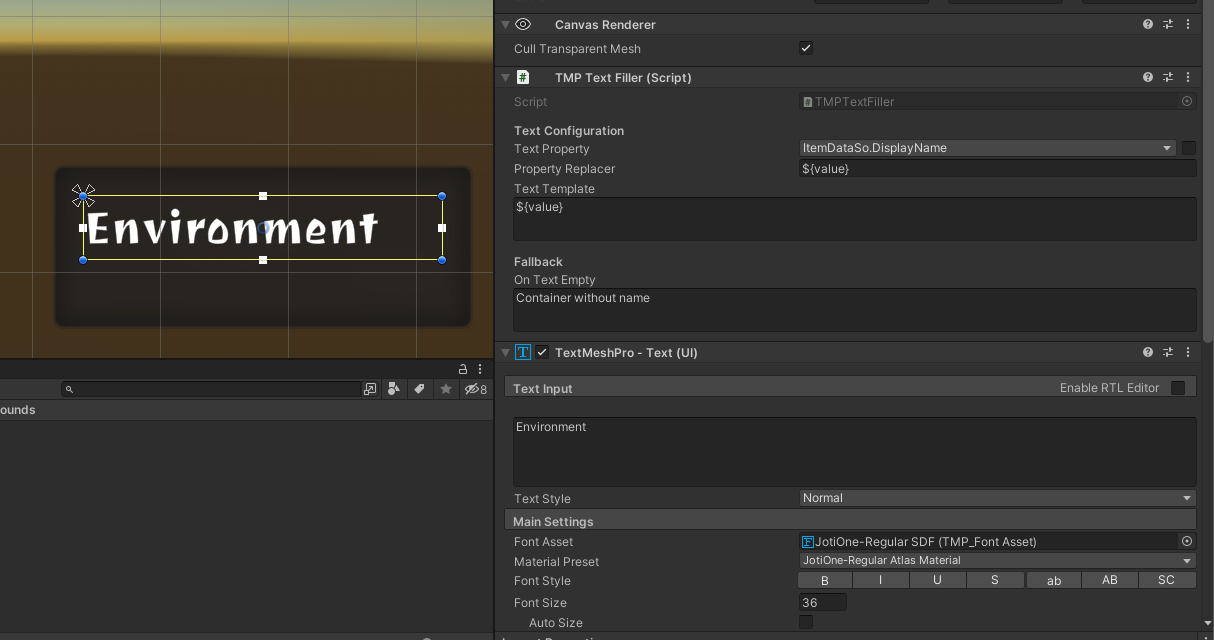Configuring the font on the Display Filler