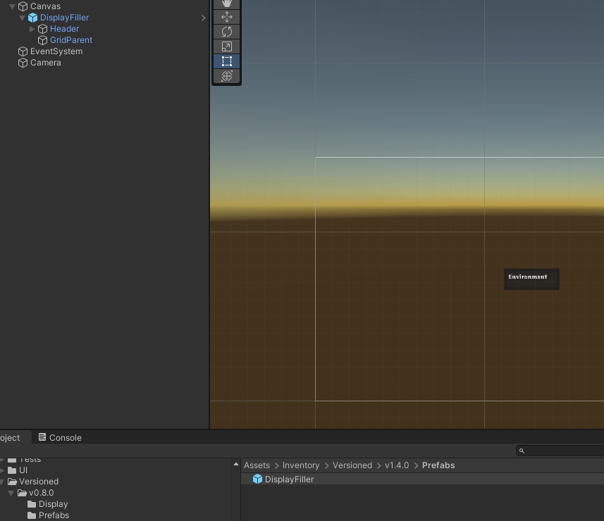 Creating Display Filler as Prefab