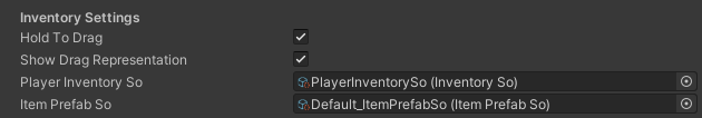 Inventory Settings Section