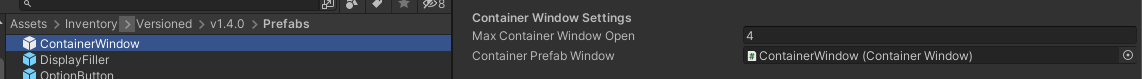Creating Container Window as Prefab