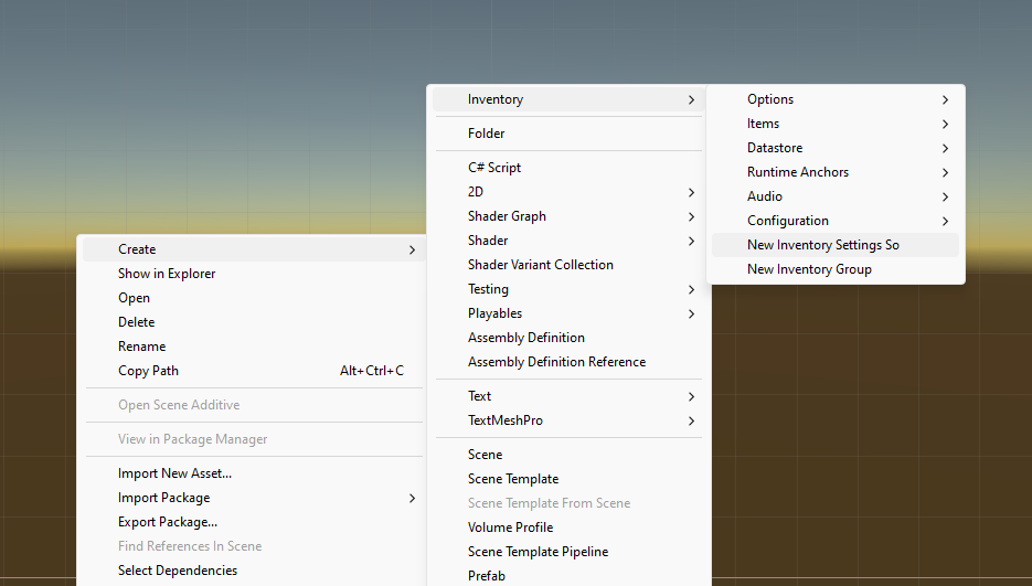 Create Inventory Settings SO