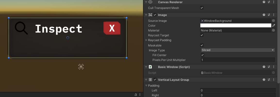 Referencing the window background to the Basic Window on image component