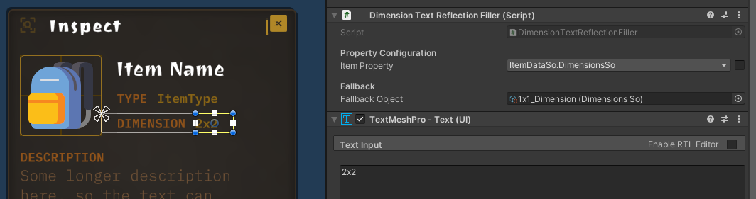 Showing Dimension Filler