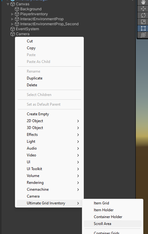 Creating the ScrollRectInventory