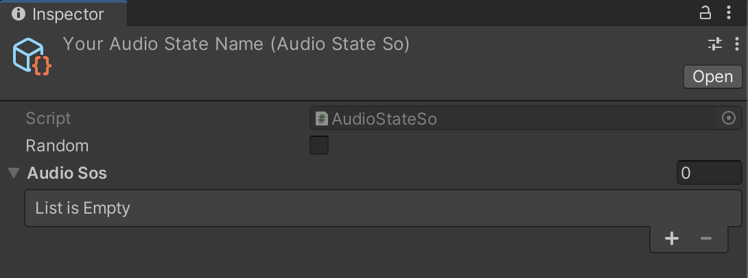 Configuring Audio State SO in Unity Editor