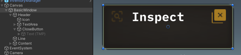 Showing the inspect window after changing the icons