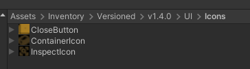 Showing the icons imported